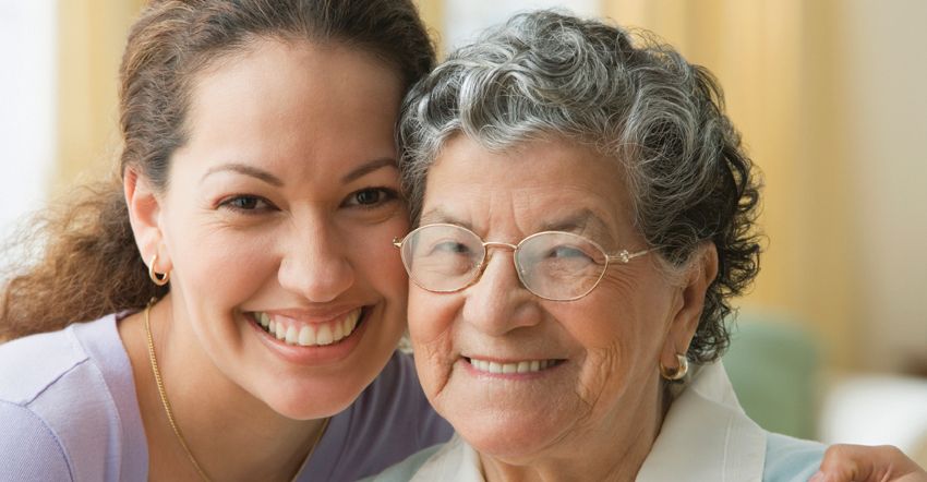 Caregiver with elderly client