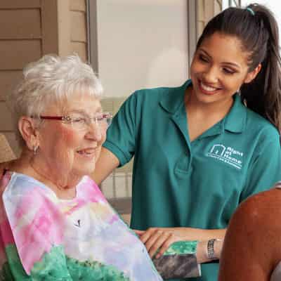 Senior with caregiver