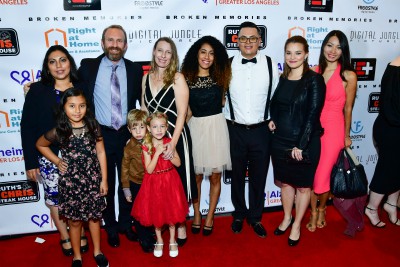 Doug Dickstein and caregiver Maria Castro on the red carpet for the movie premiere of Broken Memories 