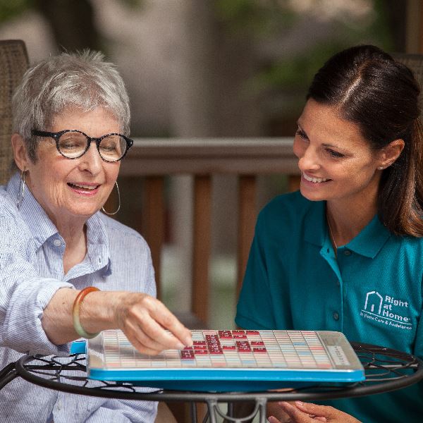 Caregiver engaging with Senior