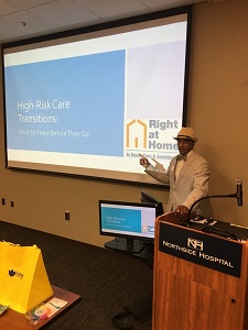 Dr. Kieran Cooper speaking at high risk care transitions luncheon at Northside Hospital in Atlanta