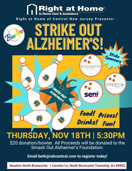 Strike Out Alzheimer's Bowling Event Poster