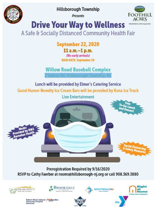 Flyer for the Drive Your Way to Wellness Community Health Fair on Sept. 22nd, 2020