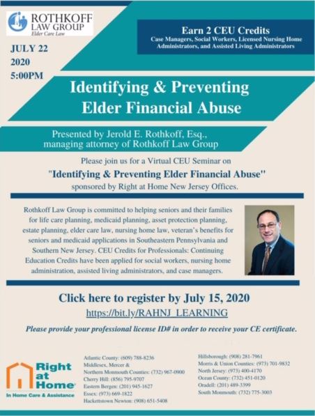 identifying and preventing elder financial abuse CEU webinar flyer