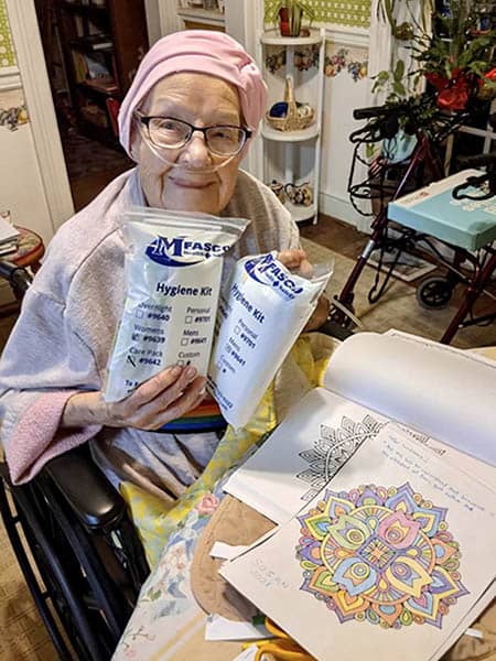 senior making care packages