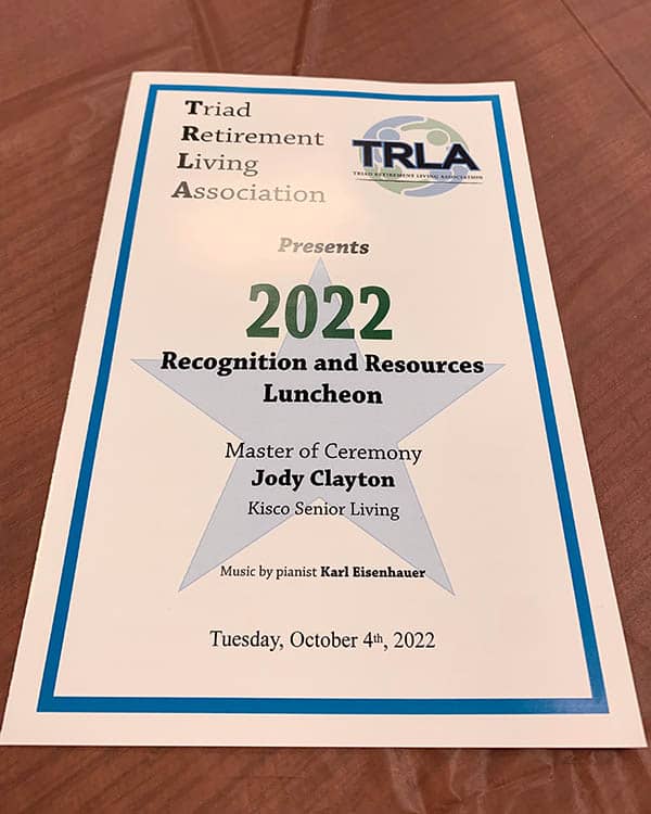 Triad Retirement Living Association (TRLA) event program