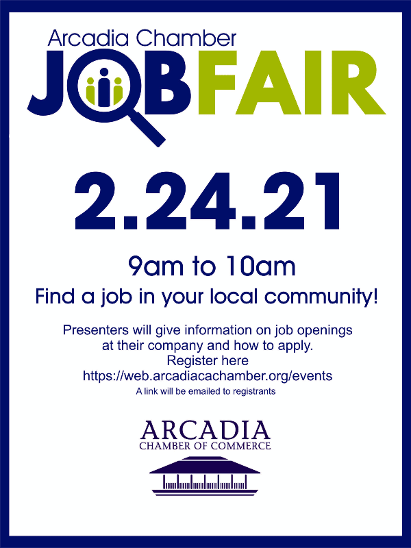 Arcadia Chamber Job Fair flyer