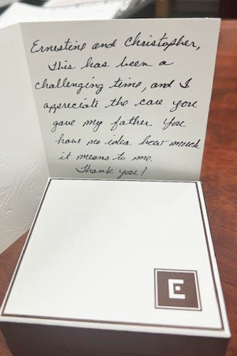 Kind words from clients are a humbling surprise that also energizes Right at Home Overland Park's care