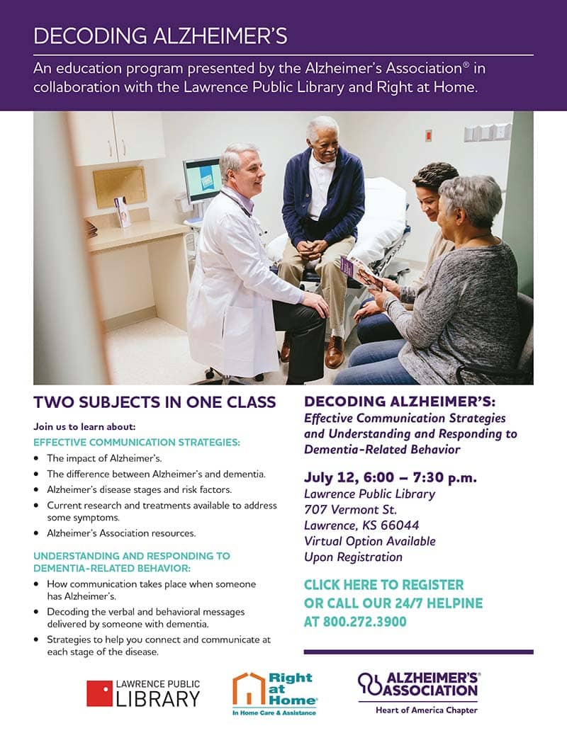 Decoding Alzheimer's in Lawrence Event Flyer