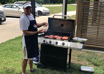 Grilling at 2018 Caregiver Barbecue