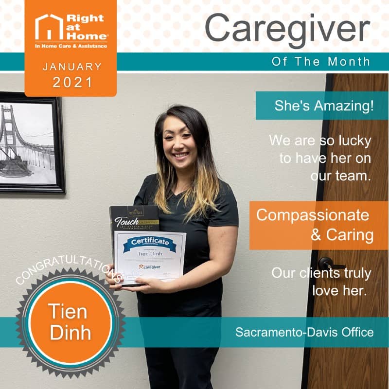 January Caregiver of the Month graphic for Tien D. 