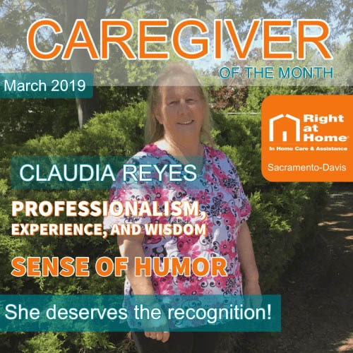 Caregiver of the Month - Claudia Reyes with a magazine style background