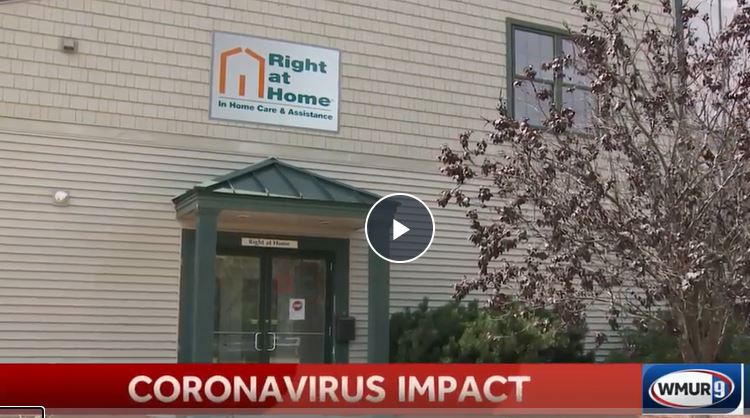 a clip from WMUR 9 News talking about Right at Home of Southern New Hampshire and the Coronavirus Impact to caregivers