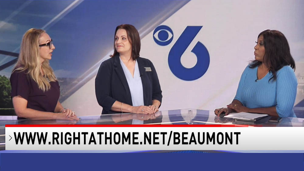 Two female Right at Home Boulder senior staff sit facing a female news anchor in an interview