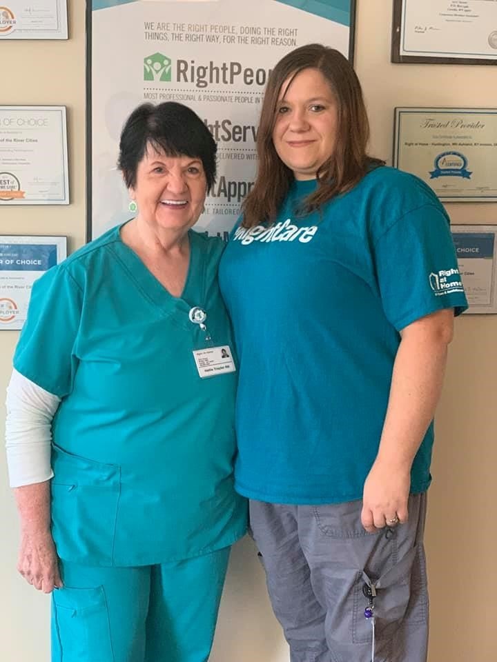 Intern Brittany Burns with Hallie Traylor, our RN Supervisor