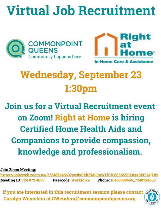 flyer for the virtual recruitment event on wednesday, sept. 23rd