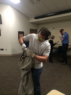 Right at Home Edmond, OK Dementia Training with Googles and Gloves to Simulate Dementia