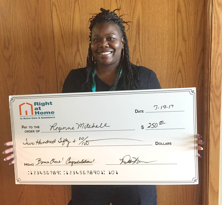 Reginne Mitchell has received a caregiver bonus