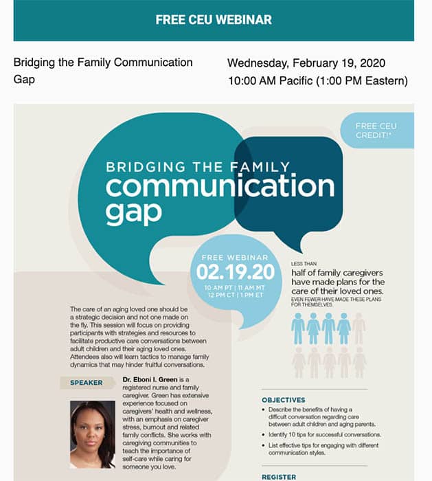 Bridging the Family Communication Gap Webinar Flyer