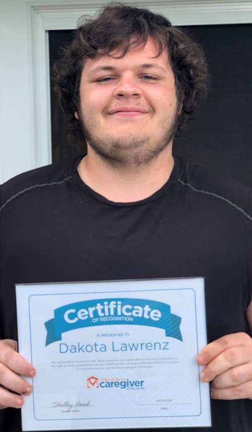 June 2020 Caregiver of the Month Dakota Lawrenz