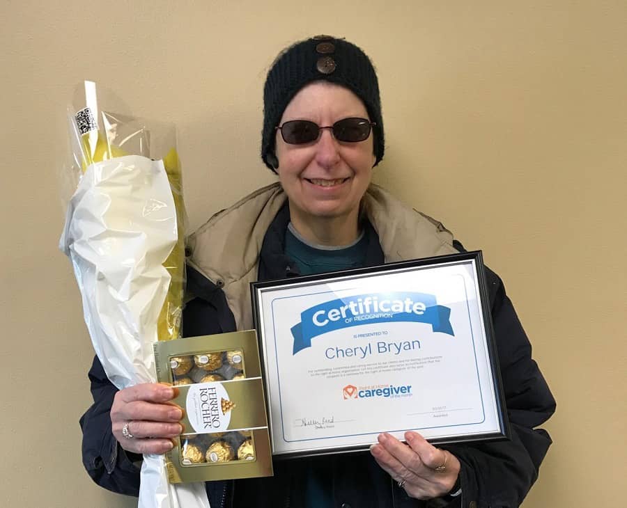 Cheryl is Right at Home Menomonee Falls Caregiver of the Month February 2017