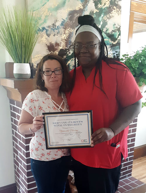 June 2019 Caregiver of the Month Yolunida Chestnut