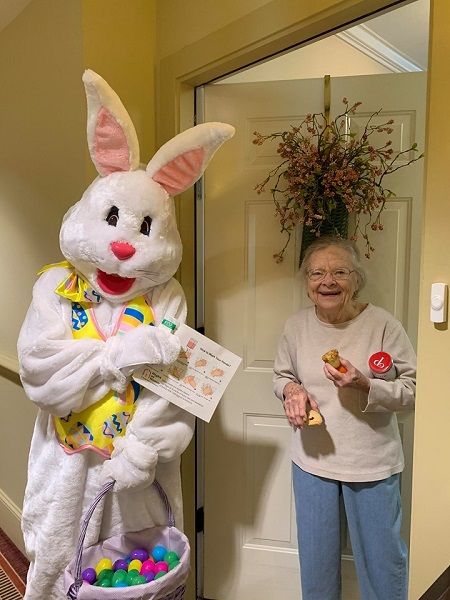 easter bunny and woman