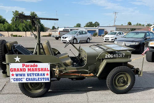 WWII Jeep with Grand Marshal Signs at the Bethany Parade 