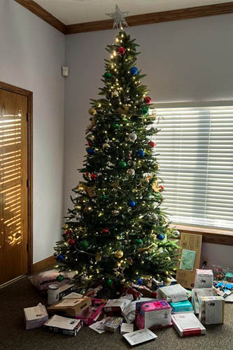 Right at Home's Christmas Tree and Presents to celebrate our caregivers and staff