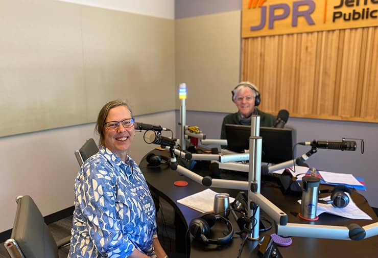 brooke fredericks in studio on jefferson public radio