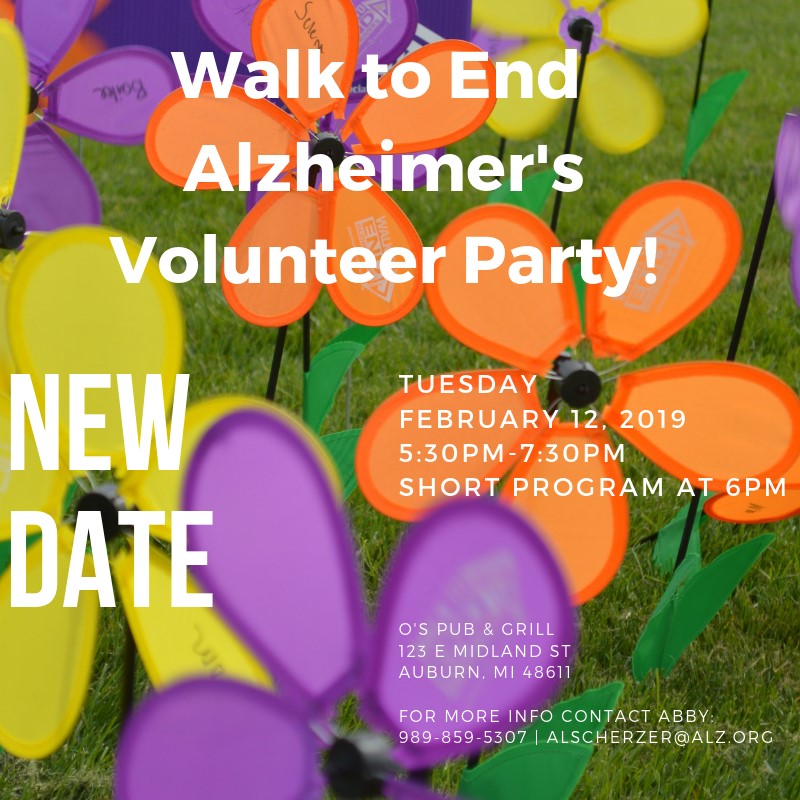 Walk to End Alzheimer's Volunteer Party Flier