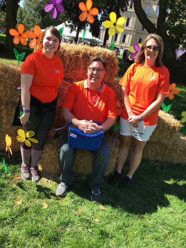 Michael, Megan, and Tricia at the 2018 Alzheimer's Walk in Lansing, MI