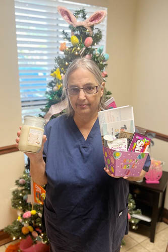 Caregivers get appreciation baskets in celebration of the Easter holiday season