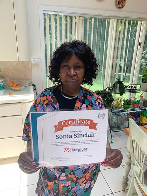 Caregiver of the Month June 2023 Sonia Sinclair