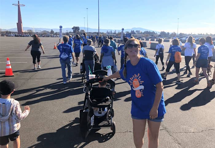 Walker with stroller at the Walk4Alz OC walk