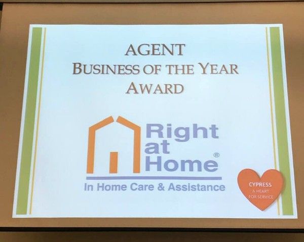 Right at Home Northwest Orange County receives Cypress' 2018 Agent Business of the Year 