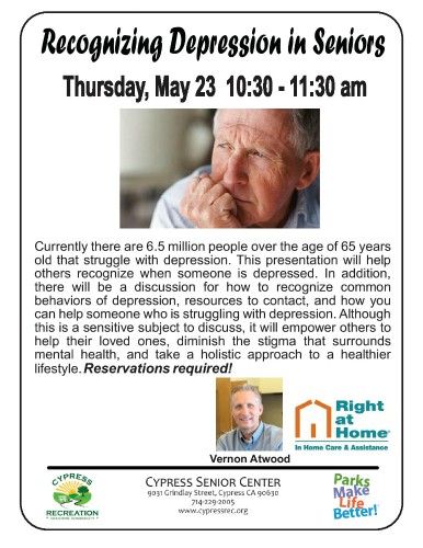 Flyer about Recognizing Depression in Seniors Event