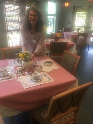 Preparing for the Mother's Day Tea at Fieldstone sponsored by Right at Home Clarksville