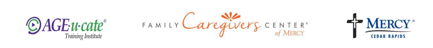 Ageucate, Family Caregivers Center, and Mercy Cedar Rapids logos