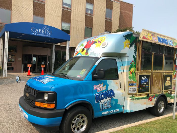 Kona Ice Truck in front of the St. Cabrini Nursing Home from Right at Home Westchester, NY