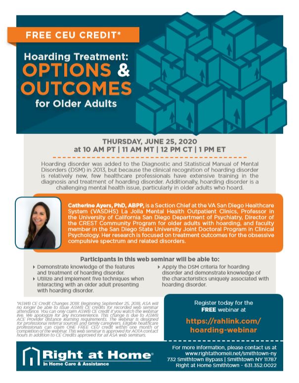 flyer describing the hoarding treatment ceu webinar on June 25th 2020. 