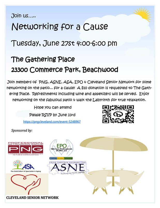 Networking for a Cause event at Gathering Place in Beachwood flyer