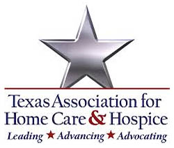 Texas Association for Home Care and Hospice Logo with a Star and the Organizations Name and Mission