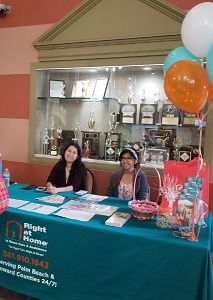 Sign in Table at Right at Home Boca Raton Kings Point Active Adult Walk 2018