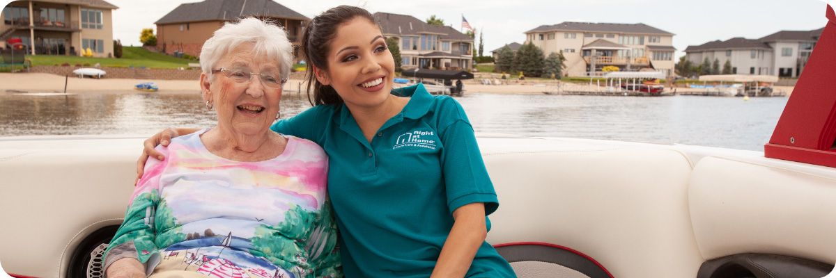 client and caregiver on boat