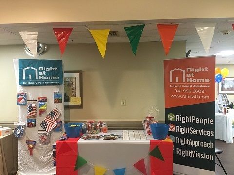 Right at Home Home Care Information Table at Village Place Health and Rehabilitation Center Fair