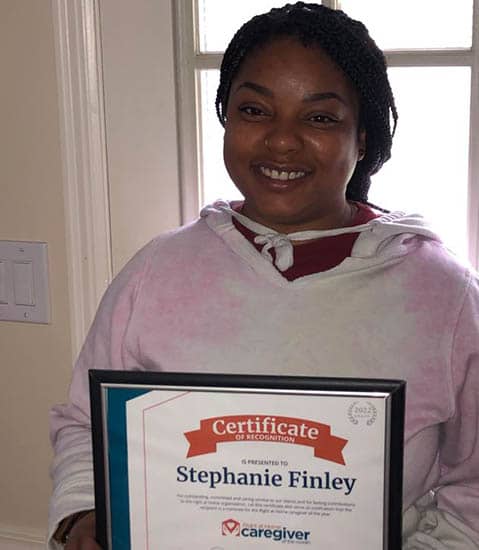 Stephanie Finley, Right at Home of Louisville Metro's Caregiver of the Month for July 2022