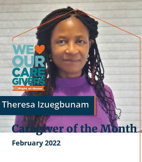 Theresa Izuegbunam, Right at Home Virginia Beach Caregiver of the Month for February 2022