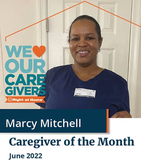 Marcy Mitchell, Right at Home Virginia Beach Caregiver of the Month for June 2022