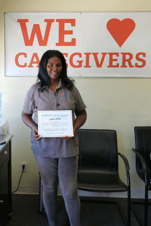 Worku Zemhret Caregiver of the Month June 2018